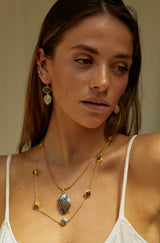 JAIPUR LABRADORITE AND MOONSTONE EARRINGS