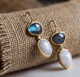 JAIPUR LABRADORITE AND MOONSTONE EARRINGS