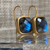 AMAZONIA LABRADORITE CUSHION CUT EARRINGS