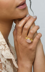 JAIPUR CABOCHON ROSE QUARTZ RING