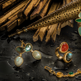 JAIPUR LABRADORITE AND MOONSTONE EARRINGS