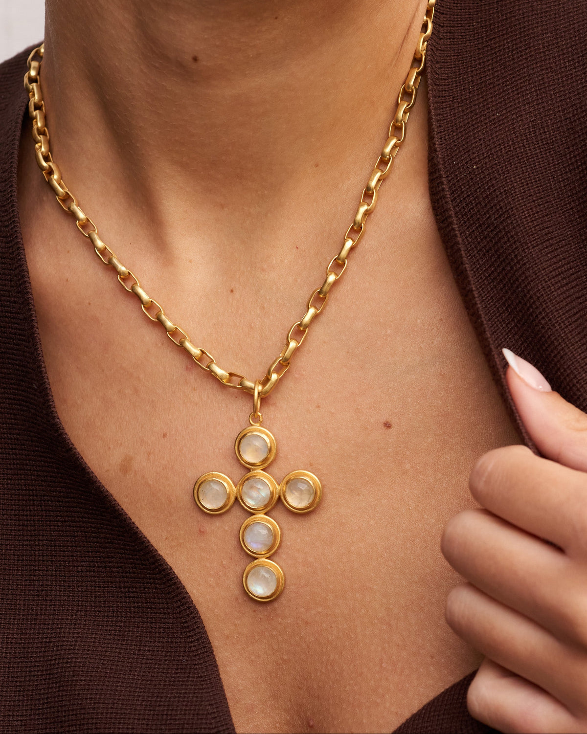 Jaipur Moonstone Cross