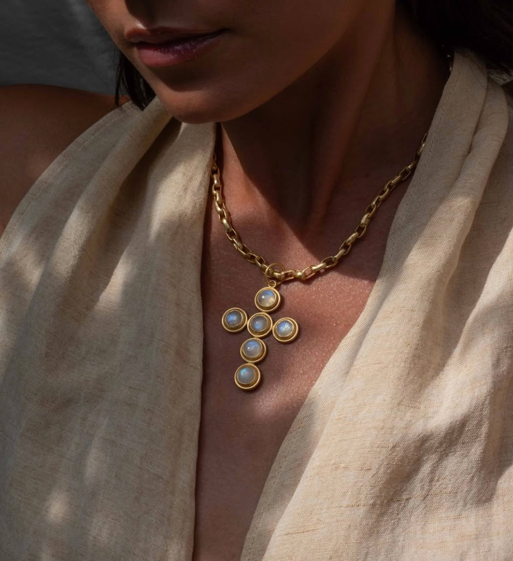 Jaipur Moonstone Cross