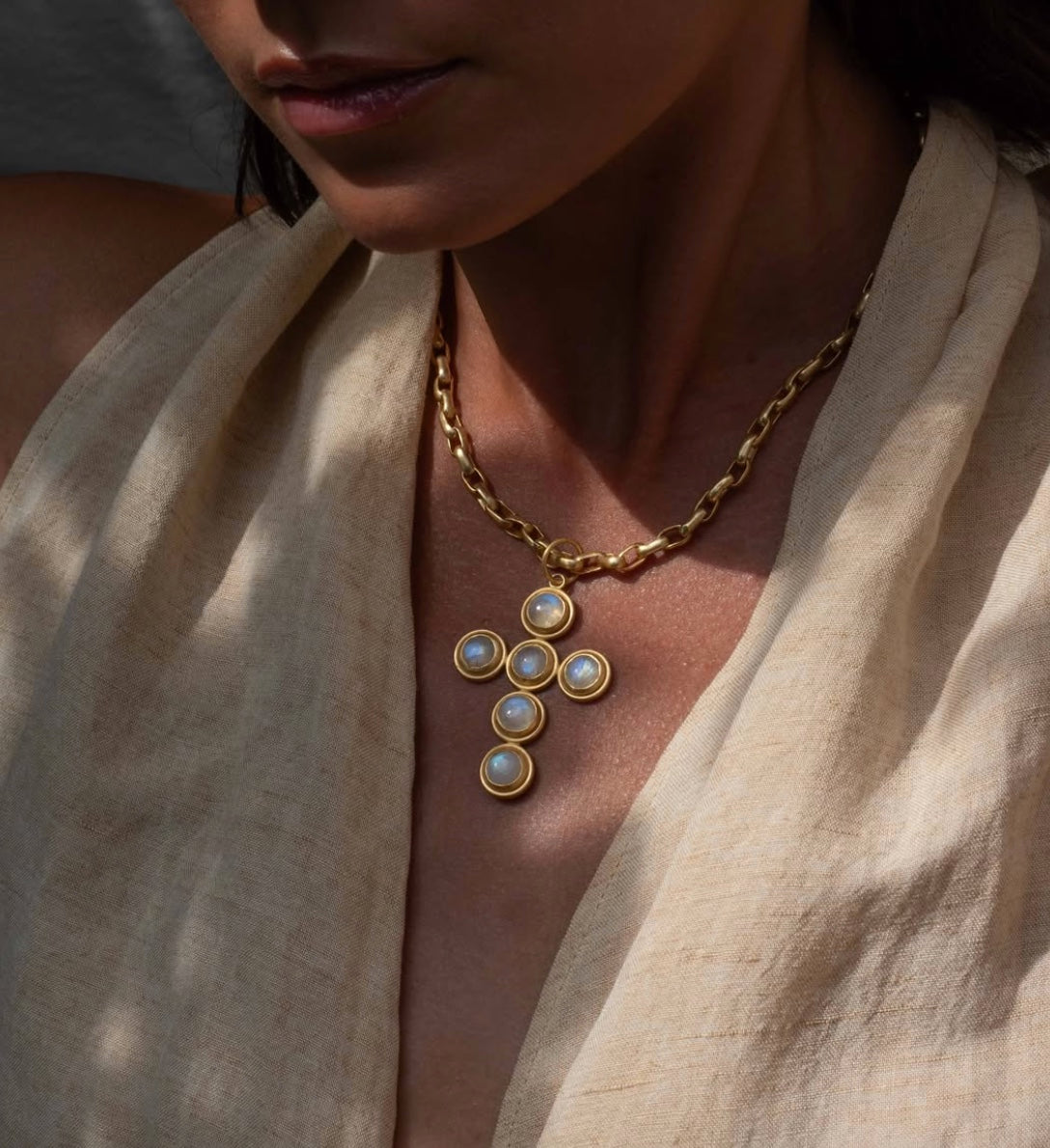 Jaipur Moonstone Cross