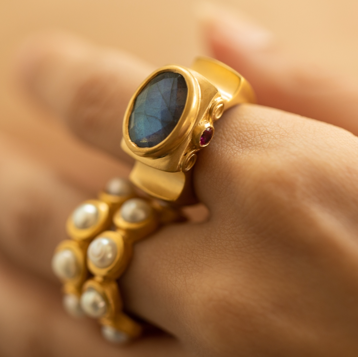 Jaipur Antique Labradorite Ring