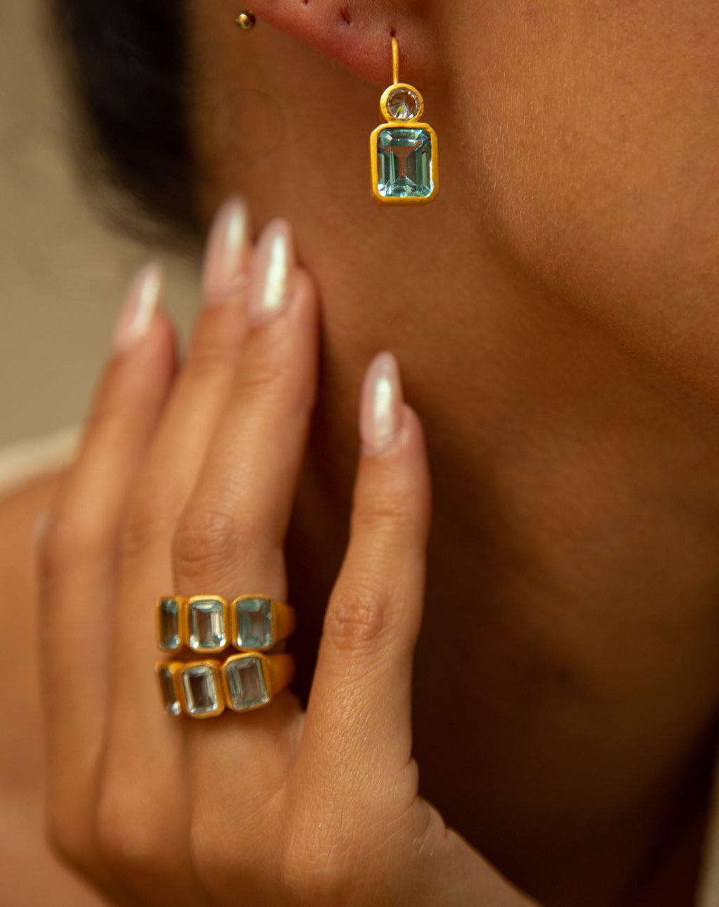 Jaipur Baguette Blue Topaz Ring