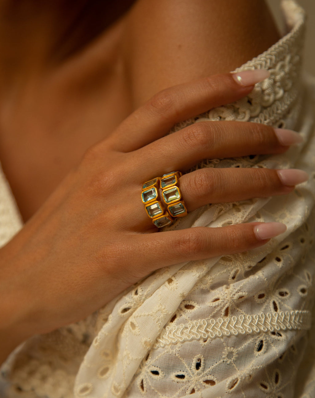 Jaipur Baguette Blue Topaz Ring