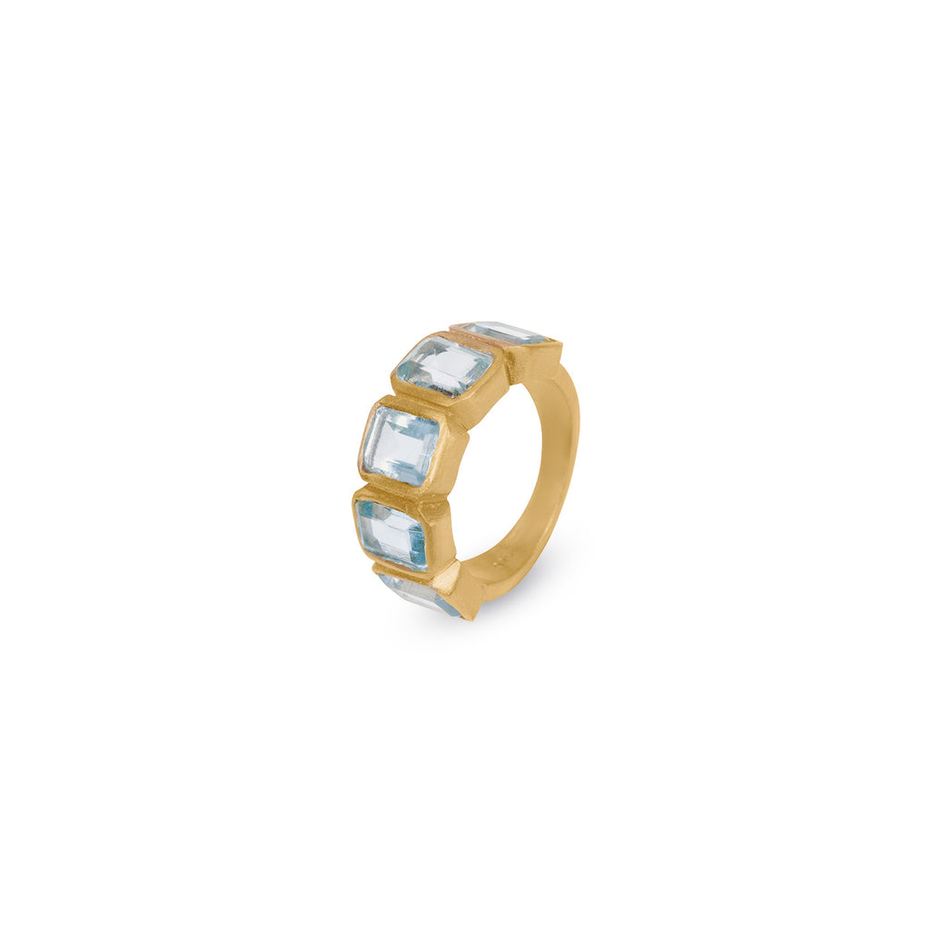Jaipur Baguette Blue Topaz Ring