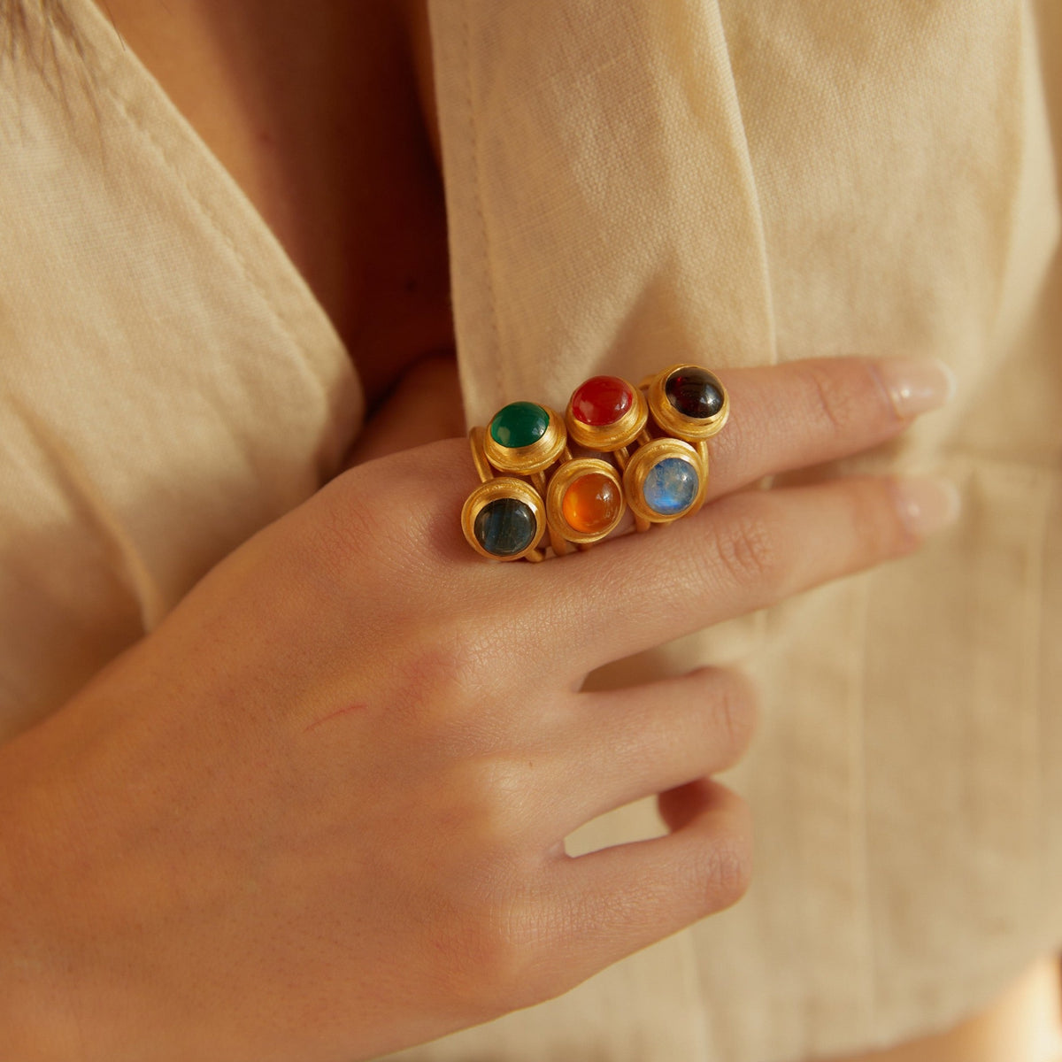 JAIPUR PETITE GREEN STACKING RING