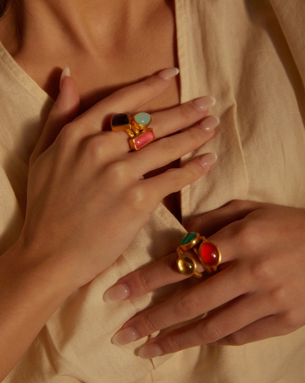 JAIPUR PINK JADE STACKING RING