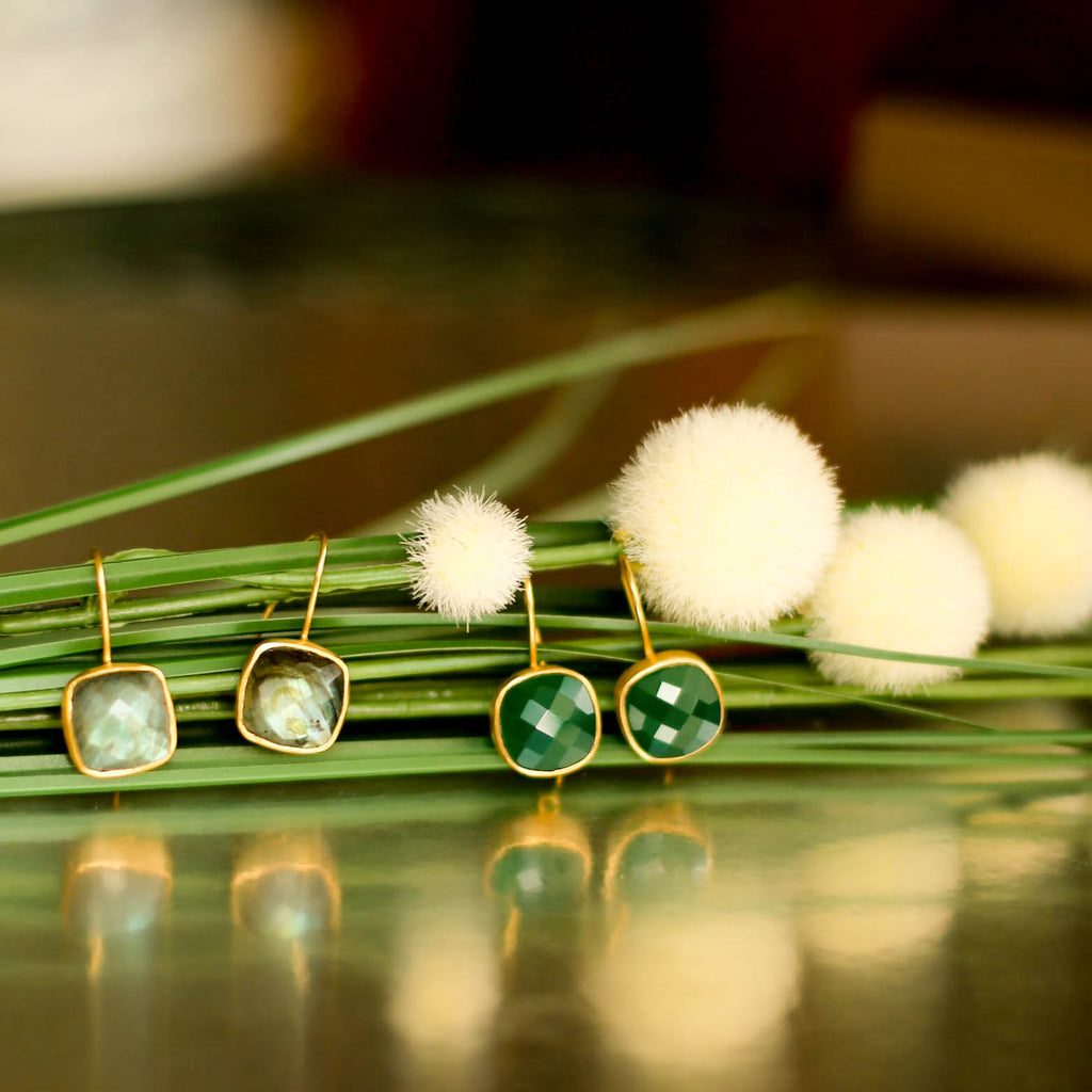 AMAZONIA GREEN CUSHION CUT EARRINGS