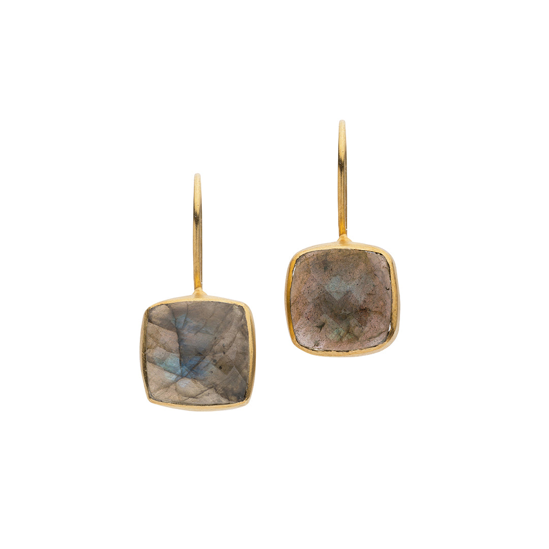 AMAZONIA LABRADORITE CUSHION CUT EARRINGS